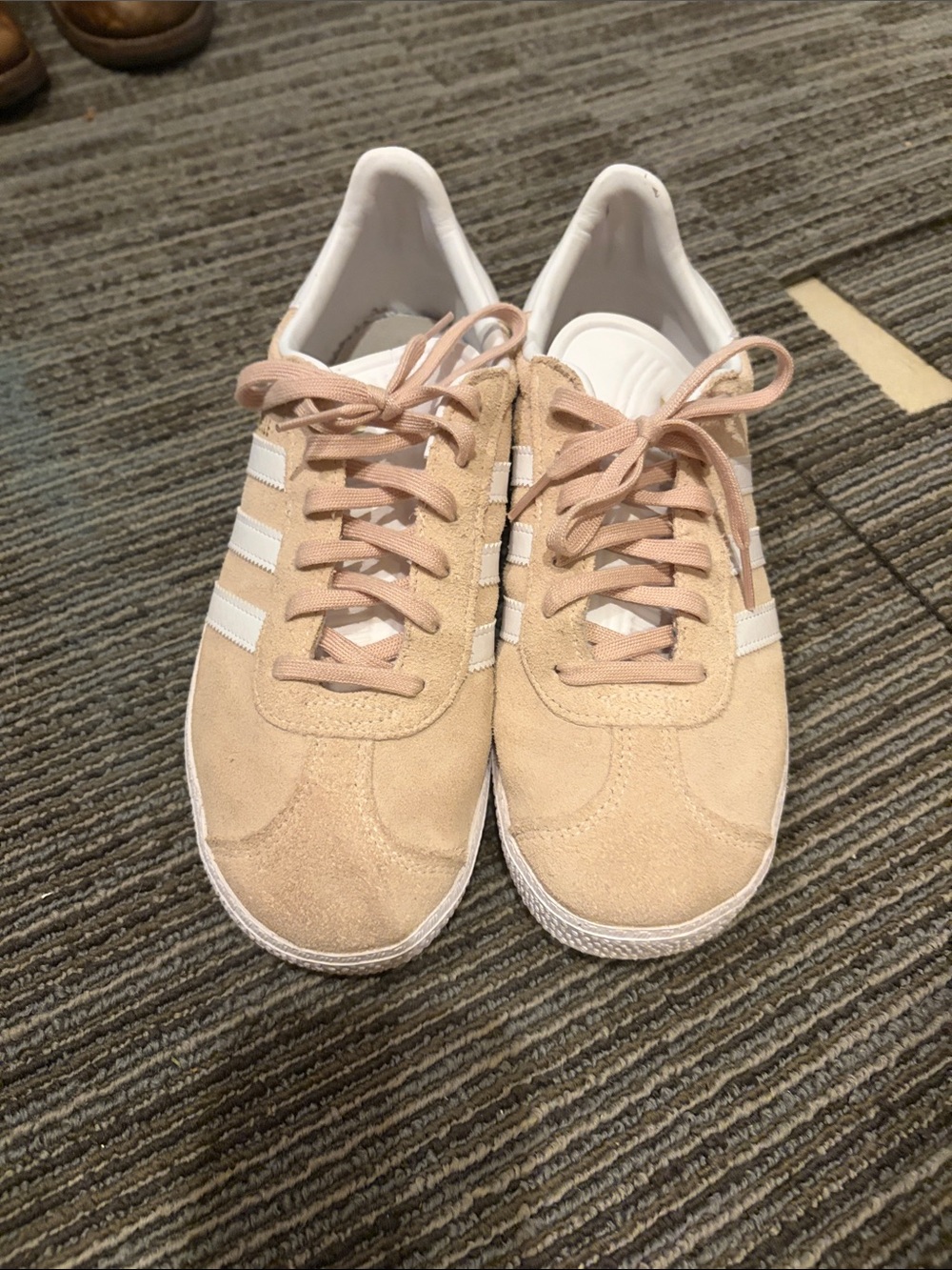 adidas Suede Low-Top Sneakers in Light Beige and White
